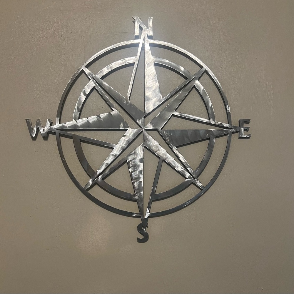 Silver Metal Compass Wall Decor